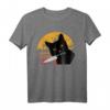 Funny Black Cat Shirt - Lustiges Horror T-Shirt mit mörderischer Katze und Messer, perfektes Halloween-Geschenk für Katzenliebhaber