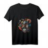 Buntes Mexikanisches Totenschädel Muster Blumen Damen T-Shirt mit V-Ausschnitt – Perfekt für Halloween, Festivals & als Geschenk
