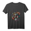 Buntes Mexikanisches Totenschädel Muster Blumen Damen T-Shirt mit V-Ausschnitt – Perfekt für Halloween, Festivals & als Geschenk