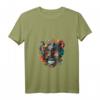 Buntes Mexikanisches Totenschädel Muster Blumen Damen T-Shirt mit V-Ausschnitt – Perfekt für Halloween, Festivals & als Geschenk