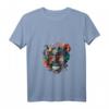 Buntes Mexikanisches Totenschädel Muster Blumen Damen T-Shirt mit V-Ausschnitt – Perfekt für Halloween, Festivals & als Geschenk
