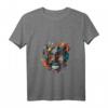 Buntes Mexikanisches Totenschädel Muster Blumen Damen T-Shirt mit V-Ausschnitt – Perfekt für Halloween, Festivals & als Geschenk