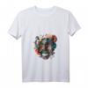 Buntes Mexikanisches Totenschädel Muster Blumen Damen T-Shirt mit V-Ausschnitt – Perfekt für Halloween, Festivals & als Geschenk