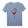 Gruseliges blutiges Handabdruck Shirt – Blutiges Halloween T-Shirt für Partys, Spukhäuser und Süßes oder Saures