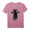 Schwarze Katze Halloween Scary Black Cat Vampir Kostüm T-Shirt - Spooky Geschenk für Katzenliebhaber und Halloween Party