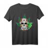 Sugar Skull Smoking Joint Weed Kostüm T-Shirt – Cool Halloween & 420 Geschenk für Horror- und Cannabis-Fans