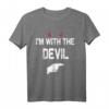 I'm with the Devil Halloween Kostüm T-Shirt - Lustiges Last-Minute Halloween Outfit für Paare, Familien und Freunde