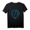 Wikinger Fenrir Fenris Wolf und Keltische Triskele T-Shirt mit blauen Tribal-Designs – Mythologisches Fan-Shirt aus Nordischer Mythologie