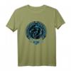 Wikinger Fenrir Fenris Wolf und Keltische Triskele T-Shirt mit blauen Tribal-Designs – Mythologisches Fan-Shirt aus Nordischer Mythologie