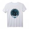 Wikinger Fenrir Fenris Wolf und Keltische Triskele T-Shirt mit blauen Tribal-Designs – Mythologisches Fan-Shirt aus Nordischer Mythologie