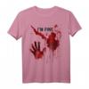 I'm Fine Bloody Hand Blood Stained Blood Splatter Halloween T-Shirt – Lustiges Horror-Design mit Blutspritzern für Gruselfans, Gruppen & Last-Minute Kostüme