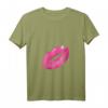 Damen 90er Jahre Party Pink Lippenstift Kiss Kuss Kussmund T-Shirt mit V-Ausschnitt – Perfekt für Mottoparty, Kostüm & Geschenk für 90er Fans