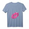 Damen 90er Jahre Party Pink Lippenstift Kiss Kuss Kussmund T-Shirt mit V-Ausschnitt – Perfekt für Mottoparty, Kostüm & Geschenk für 90er Fans