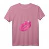 Damen 90er Jahre Party Pink Lippenstift Kiss Kuss Kussmund T-Shirt mit V-Ausschnitt – Perfekt für Mottoparty, Kostüm & Geschenk für 90er Fans