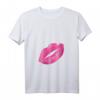 Damen 90er Jahre Party Pink Lippenstift Kiss Kuss Kussmund T-Shirt mit V-Ausschnitt – Perfekt für Mottoparty, Kostüm & Geschenk für 90er Fans