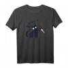 WAS? Killer Katze mit Blutigem Messer - Lustiges Schwarze Katzen T-Shirt für Halloween, Party & Geschenk für Katzenliebhaber