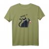 WAS? Killer Katze mit Blutigem Messer - Lustiges Schwarze Katzen T-Shirt für Halloween, Party & Geschenk für Katzenliebhaber