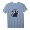 WAS? Killer Katze mit Blutigem Messer - Lustiges Schwarze Katzen T-Shirt für Halloween, Party & Geschenk für Katzenliebhaber