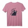 WAS? Killer Katze mit Blutigem Messer - Lustiges Schwarze Katzen T-Shirt für Halloween, Party & Geschenk für Katzenliebhaber