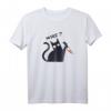 WAS? Killer Katze mit Blutigem Messer - Lustiges Schwarze Katzen T-Shirt für Halloween, Party & Geschenk für Katzenliebhaber