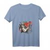 Damen Asia La Catrina Blumen Tattoo Skull T-Shirt mit V-Ausschnitt – Perfekt für Día de los Muertos, Halloween & Fasching