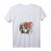 Damen Asia La Catrina Blumen Tattoo Skull T-Shirt mit V-Ausschnitt – Perfekt für Día de los Muertos, Halloween & Fasching