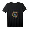 Damen Peace Zeichen T-Shirt mit Blumen, Schmetterlingen & Herzen - Hippie Style & Flower Power Geschenk für Festival, Party & Friedensbewegung