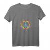 Damen Peace Zeichen T-Shirt mit Blumen, Schmetterlingen & Herzen - Hippie Style & Flower Power Geschenk für Festival, Party & Friedensbewegung