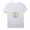Damen Peace Zeichen T-Shirt mit Blumen, Schmetterlingen & Herzen - Hippie Style & Flower Power Geschenk für Festival, Party & Friedensbewegung