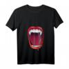 Damen Vampir Mund Zähne Blut Dracula Halloween T-Shirt mit V-Ausschnitt – Gruseliges Geschenk für Vampire & Halloween Fans