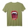 Damen Vampir Mund Zähne Blut Dracula Halloween T-Shirt mit V-Ausschnitt – Gruseliges Geschenk für Vampire & Halloween Fans