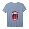 Damen Vampir Mund Zähne Blut Dracula Halloween T-Shirt mit V-Ausschnitt – Gruseliges Geschenk für Vampire & Halloween Fans