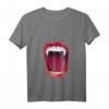 Damen Vampir Mund Zähne Blut Dracula Halloween T-Shirt mit V-Ausschnitt – Gruseliges Geschenk für Vampire & Halloween Fans
