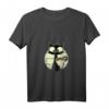 Damen Kaffeekatze T-Shirt mit V-Ausschnitt – Retro Vintage Katzenmotiv im Sonnenuntergang, perfekt als Geschenk für Katzenliebhaber, Katzenmama & Katzenpapa