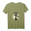 Damen Kaffeekatze T-Shirt mit V-Ausschnitt – Retro Vintage Katzenmotiv im Sonnenuntergang, perfekt als Geschenk für Katzenliebhaber, Katzenmama & Katzenpapa