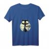 Damen Kaffeekatze T-Shirt mit V-Ausschnitt – Retro Vintage Katzenmotiv im Sonnenuntergang, perfekt als Geschenk für Katzenliebhaber, Katzenmama & Katzenpapa