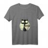 Damen Kaffeekatze T-Shirt mit V-Ausschnitt – Retro Vintage Katzenmotiv im Sonnenuntergang, perfekt als Geschenk für Katzenliebhaber, Katzenmama & Katzenpapa