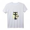 Damen Kaffeekatze T-Shirt mit V-Ausschnitt – Retro Vintage Katzenmotiv im Sonnenuntergang, perfekt als Geschenk für Katzenliebhaber, Katzenmama & Katzenpapa