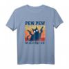 Pew Pew Madafaka Katze T-Shirt mit Pistole - Lustiges Sommer Damen Top für Katzenliebhaberinnen, Geschenke für Katzenmama, Papa, Weihnachten & Geburtstag