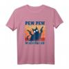Pew Pew Madafaka Katze T-Shirt mit Pistole - Lustiges Sommer Damen Top für Katzenliebhaberinnen, Geschenke für Katzenmama, Papa, Weihnachten & Geburtstag