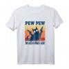 Pew Pew Madafaka Katze T-Shirt mit Pistole - Lustiges Sommer Damen Top für Katzenliebhaberinnen, Geschenke für Katzenmama, Papa, Weihnachten & Geburtstag