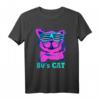Buntes Retro T-Shirt im 80er Jahre Design mit Katze - Perfekt für Partys, Vintage- und 80er Jahre Fans