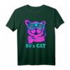 Buntes Retro T-Shirt im 80er Jahre Design mit Katze - Perfekt für Partys, Vintage- und 80er Jahre Fans