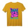 Buntes Retro T-Shirt im 80er Jahre Design mit Katze - Perfekt für Partys, Vintage- und 80er Jahre Fans