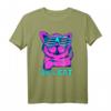 Buntes Retro T-Shirt im 80er Jahre Design mit Katze - Perfekt für Partys, Vintage- und 80er Jahre Fans