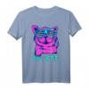 Buntes Retro T-Shirt im 80er Jahre Design mit Katze - Perfekt für Partys, Vintage- und 80er Jahre Fans