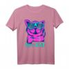 Buntes Retro T-Shirt im 80er Jahre Design mit Katze - Perfekt für Partys, Vintage- und 80er Jahre Fans