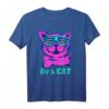 Buntes Retro T-Shirt im 80er Jahre Design mit Katze - Perfekt für Partys, Vintage- und 80er Jahre Fans