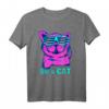 Buntes Retro T-Shirt im 80er Jahre Design mit Katze - Perfekt für Partys, Vintage- und 80er Jahre Fans