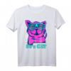 Buntes Retro T-Shirt im 80er Jahre Design mit Katze - Perfekt für Partys, Vintage- und 80er Jahre Fans